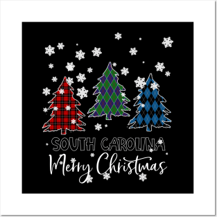 South Carolina Merry Christms Buffalo Plaid Xmas Tree 																							South Carolina Merry Christms Buffalo Plaid Xmas Tree  Posters and Art